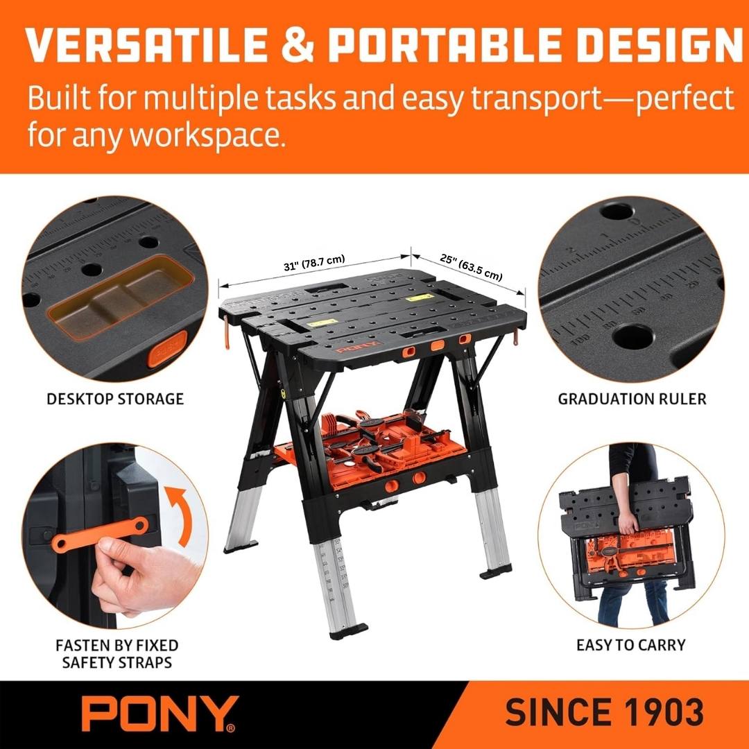 FlexiBench Pro – Portable 2-in-1 Workbench & Sawhorse