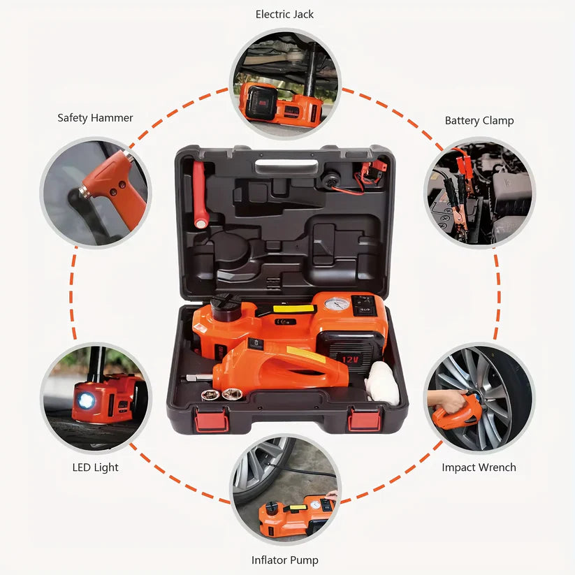 SafeLift PRO |  Electric Hydraulic Jack with Compressor and Impact Wrench